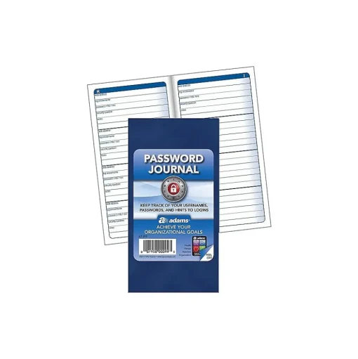 Adams Accounting & Record Journals<Password Journal, 3.25" x 6.25", 48 Pages, Navy (APJ99)