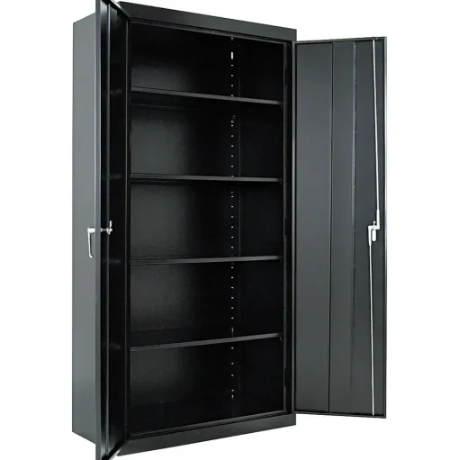 Alera Storage Cabinets<Adjustable Storage Cabinet, Black, 4-Shelf, 36"W x 18"D x 72"H