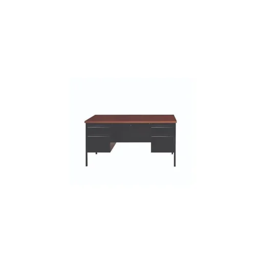 Alera Corner Desks<60"W Double Pedestal Desk, Mocha/Black (ALEHSD6030BM)