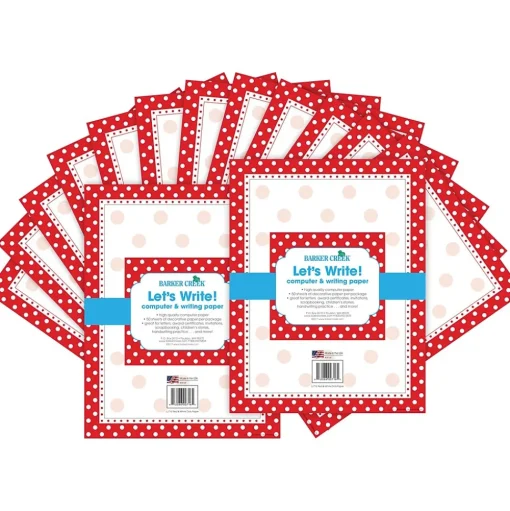 Barker Creek Classroom Paper<Red & White Dot Computer Paper, 100 Sheets/Set (BC3608)