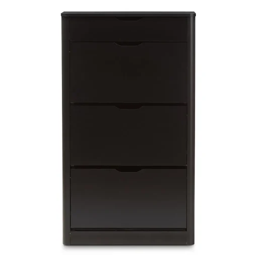 Baxton Studio Storage Cabinets<Cayla 47" High Shoe Cabinet, Black (2633-7712-STPL)