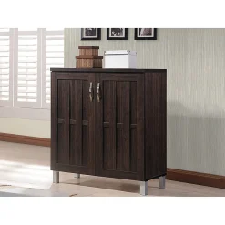 Baxton Studio Storage Cabinets<Excel 35.1" High 2-Shelf Storage Cabinet, Dark Brown (119-6498-HiT)