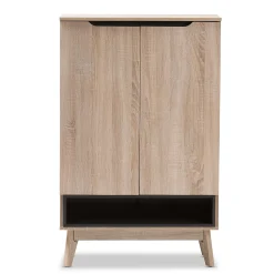 Baxton Studio Storage Cabinets<Fella 46" High Shoe Cabinet, Light Brown (2633-7705-STPL)
