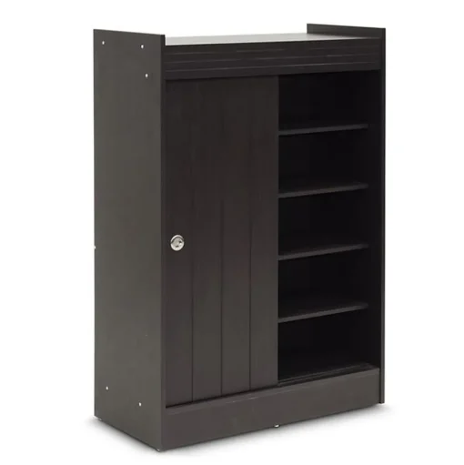 Baxton Studio Storage Cabinets<Francois 45" High Wood Shoe-Rack Cabinet with Four Shelves, Espresso (2633-5377-STPL)