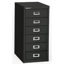 Bisley File Cabinets<® 6-Drawer Steel Vertical File Cabinet, Black, Letter/A4 (MD6-BK)