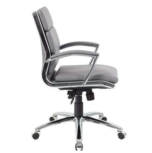 Boss Office Products Office Chairs<BOSS® Caresoft Plus Executive Series Mid Back Executive Chair with Metal Chrome Finish, Grey (B9476-GY)