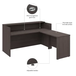 Bush Business Furniture Office Desks<Arrive 72"W L Shaped Reception Desk with Shelf, (ARV006SG)