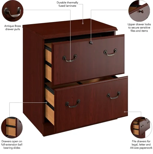 Bush Business Furniture File Cabinets<Arlington 2-Drawer Lateral File Cabinet, Harvest Cherry (WC65554-03)