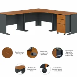 Bush Business Furniture Corner Desks<Cubix 84"W Corner Desk with Mobile File Cabinet, (SRA041NCSU)