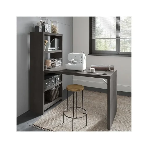 Bush Business Furniture Office Desks<Echo 56W Bookcase Desk, Charcoal Maple (KI60307-03)