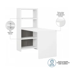 Bush Business Furniture Office Desks<Echo 56W Bookcase Desk, Pure White/Modern Gray (KI60507-03)