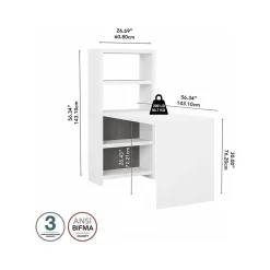 Bush Business Furniture Office Desks<Echo 56W Bookcase Desk, Pure White/Modern Gray (KI60507-03)