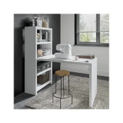 Bush Business Furniture Office Desks<Echo 56W Bookcase Desk, Pure White/Modern Gray (KI60507-03)