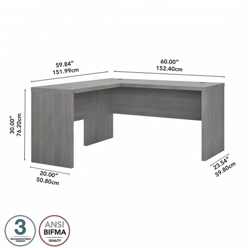 Bush Business Furniture L-Desks<Echo 60"W L Shaped Desk, Modern Gray (ECH026MG)