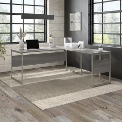 Bush Business Furniture L-Desks<Hybrid 72"W L Shaped Table Desk with Metal Legs, (HYB026PG)