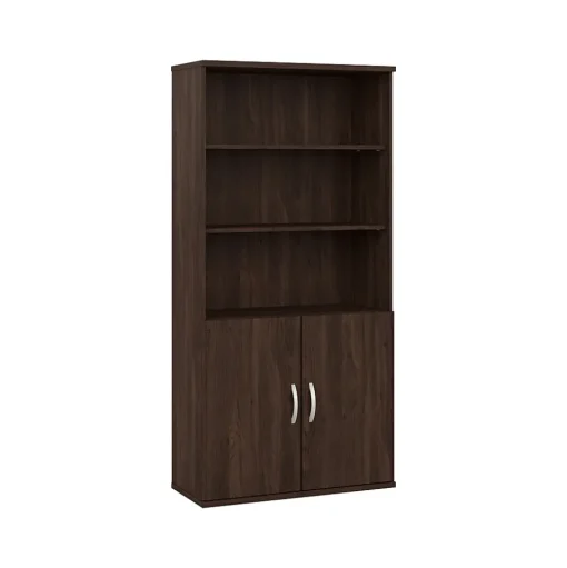 Bush Business Furniture Bookcases<Hybrid 73"H 5-Shelf Bookcase with Doors, Laminated Wood (HYB024BW)