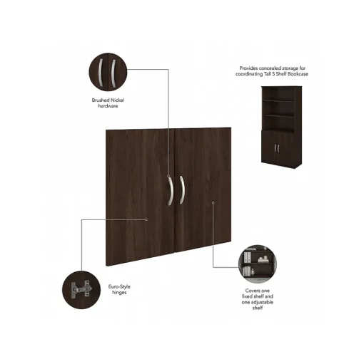 Bush Business Furniture Bookcases<Hybrid 73"H 5-Shelf Bookcase with Doors, Laminated Wood (HYB024BW)