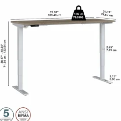 Bush Business Furniture Standing Desks<Move 40 Series 72"W Electric Height Adjustable Standing Desk, Modern Hickory/Cool Gray (M4S7230MHSK)