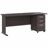 Bush Business Furniture Computer Desks<Studio A 72"W Computer Desk with 3 Drawer Mobile File Cabinet, Storm Gray (STA004SGSU)