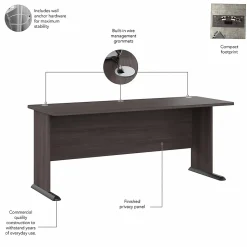 Bush Business Furniture Computer Desks<Studio A 72"W Computer Desk with 3 Drawer Mobile File Cabinet, Storm Gray (STA004SGSU)