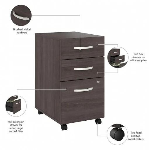 Bush Business Furniture Computer Desks<Studio A 72"W Computer Desk with 3 Drawer Mobile File Cabinet, Storm Gray (STA004SGSU)