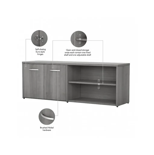 Bush Business Furniture Storage Cabinets<Studio C Low Storage Cabinet with Doors and Shelves, (SCS160PG)