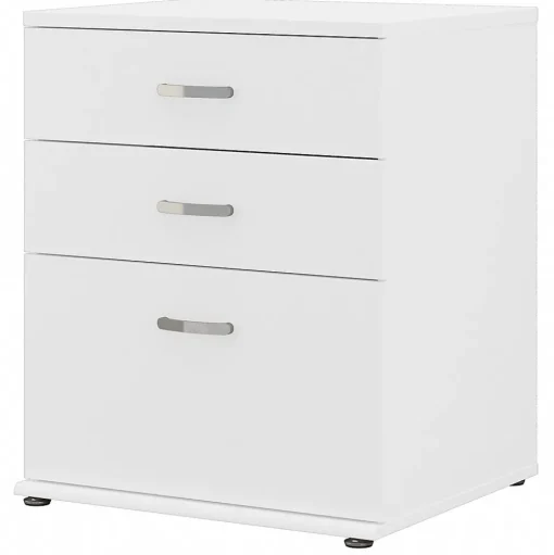 Bush Business Furniture Storage Cabinets<Universal 34" Floor Storage Cabinet with 3 Drawers, White (UNS328WH)