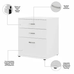 Bush Business Furniture Storage Cabinets<Universal 34" Floor Storage Cabinet with 3 Drawers, White (UNS328WH)