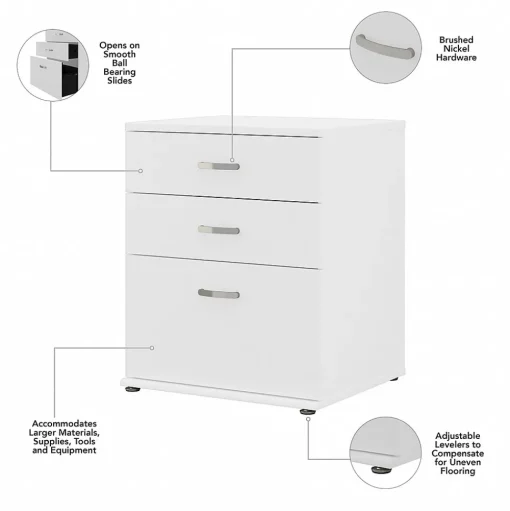Bush Business Furniture Storage Cabinets<Universal 34" Floor Storage Cabinet with 3 Drawers, White (UNS328WH)