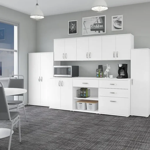 Bush Business Furniture Storage Cabinets<Universal 34" Floor Storage Cabinet with 3 Drawers, White (UNS328WH)