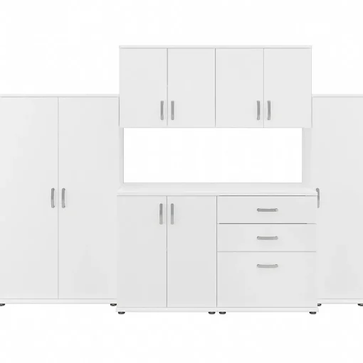 Bush Business Furniture Storage Cabinets<Universal 62" 6-Piece Modular Storage Set with 14 Shelves, White (UNS002WH)