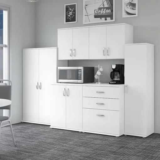 Bush Business Furniture Storage Cabinets<Universal 62" 6-Piece Modular Storage Set with 14 Shelves, White (UNS002WH)