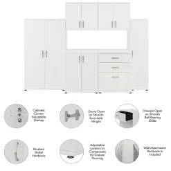 Bush Business Furniture Storage Cabinets<Universal 62" 6-Piece Modular Storage Set with 14 Shelves, White (UNS002WH)