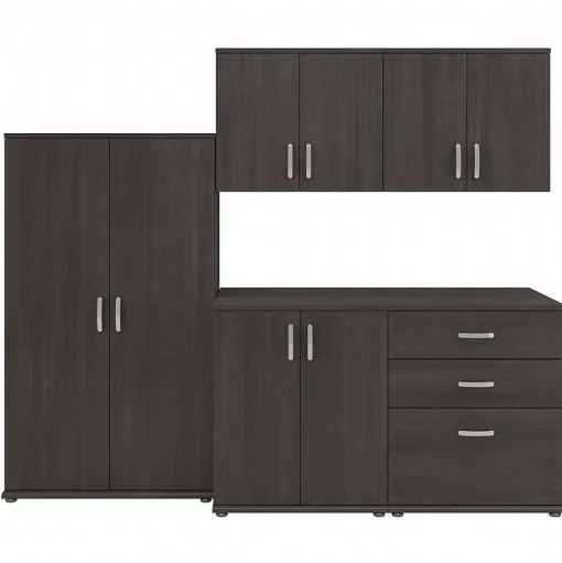 Bush Business Furniture Storage Cabinets<Universal 62" 5-Piece Modular Storage Set with 11 Shelves, Storm Gray (UNS003SG)