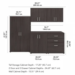Bush Business Furniture Storage Cabinets<Universal 62" 5-Piece Modular Storage Set with 11 Shelves, Storm Gray (UNS003SG)