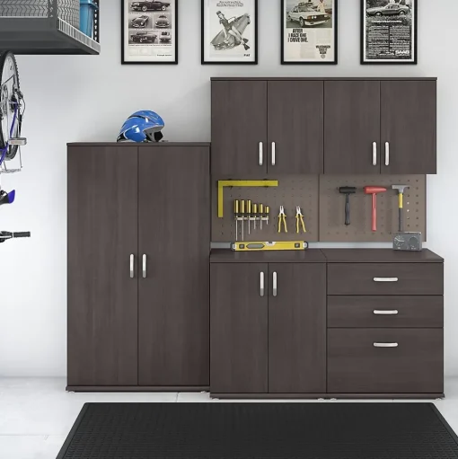 Bush Business Furniture Storage Cabinets<Universal 62" 5-Piece Modular Storage Set with 11 Shelves, Storm Gray (UNS003SG)