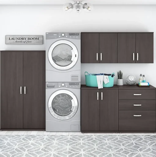 Bush Business Furniture Storage Cabinets<Universal 62" 5-Piece Modular Storage Set with 11 Shelves, Storm Gray (UNS003SG)
