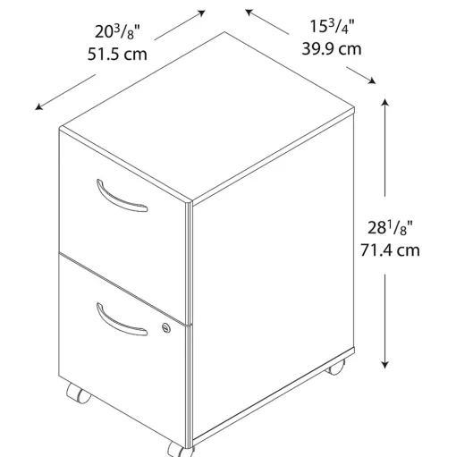 Bush Business Furniture File Cabinets<Westfield 2-Drawer Mobile Vertical File Cabinet, Letter/Legal Size, Lockable, (WC36752SU)