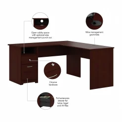 Bush Furniture Office Desks<Cabot 60"W L Shaped Computer Desk with Drawers, (CAB044HVC)