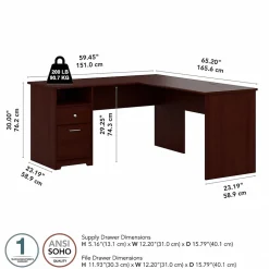 Bush Furniture Office Desks<Cabot 60"W L Shaped Computer Desk with Drawers, (CAB044HVC)