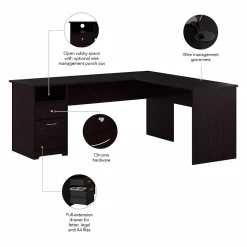 Bush Furniture Office Desks<Cabot 72"W L Shaped Computer Desk with Drawers, (CAB051EPO)