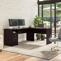 Bush Furniture L-Desks<Cabot 72"W L Shaped Computer Desk with Drawers, (CAB051EPO)