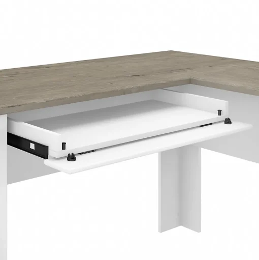Bush Furniture L-Desks<Fairview 60"W L Shaped Desk with Drawers and Storage Cabinet, (WC53630-03K)