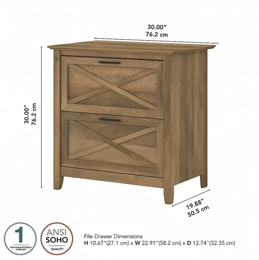 Bush Furniture File Cabinets<Key West 2-Drawer Lateral File Cabinet, Letter/Legal, Reclaimed Pine, 30" (KWF130RCP-03)