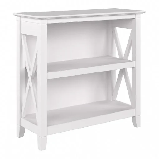 Bush Furniture Bookcases<Key West 30"H 2-Shelf Bookcase with Adjustable Shelf, Pure White Oak (KWB124WT-03)