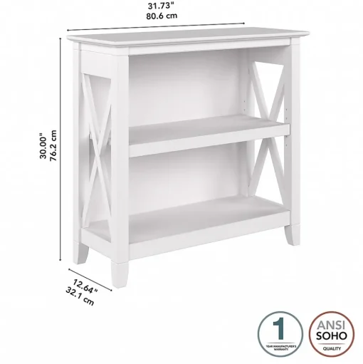 Bush Furniture Bookcases<Key West 30"H 2-Shelf Bookcase with Adjustable Shelf, Pure White Oak (KWB124WT-03)
