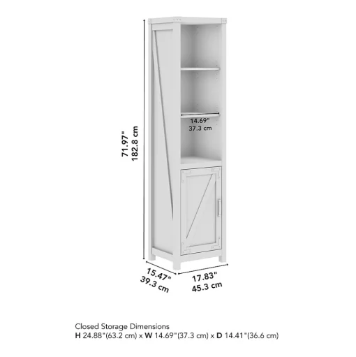 Bush Furniture Bookcases<Knoxville 72"H 5-Shelf Bookcase with Door, Restored Gray (CGB118RTG-03)