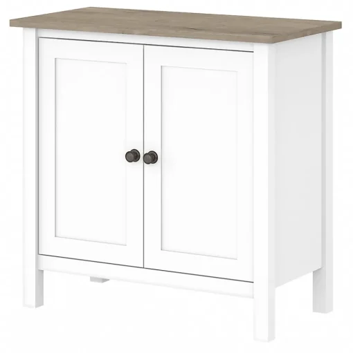 Bush Furniture Storage Cabinets<Mayfield 30" Storage Cabinet with 2 Shelves, Pure White/Shiplap Gray (MAS131GW2-03)