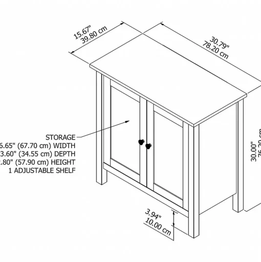 Bush Furniture Storage Cabinets<Mayfield 30" Storage Cabinet with 2 Shelves, Pure White/Shiplap Gray (MAS131GW2-03)