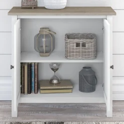 Bush Furniture Storage Cabinets<Mayfield 30" Storage Cabinet with 2 Shelves, Pure White/Shiplap Gray (MAS131GW2-03)
